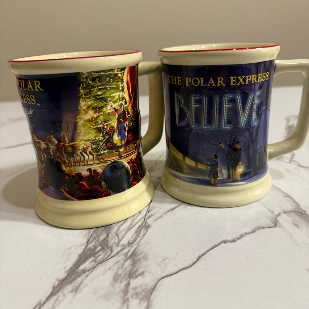 Express Polar Express Mugs - Festive Blue and Cream SET OF 2